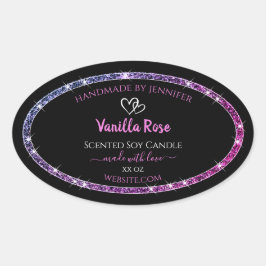 Rosa Lila Glitter produktförpackningsetiketter Bla Ovalt Klistermärke