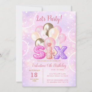 Rosa Lila Glitter Sex Ballonger Födelsedagsfest Inbjudningar
