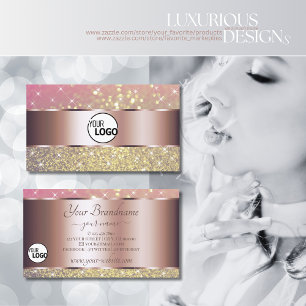 Rosa Lila Glitter Stars med Logotyp Ro Guld vid Gu Visitkort