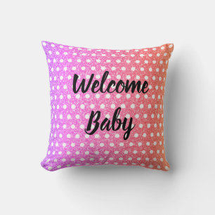 Rosa Lila Glitter Vit Prickar Baby Shower Kudde