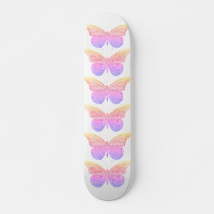 Rosa lila glittrande fjärilar mini skateboard bräda 18,5 cm