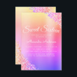 Rosa Lila Gnistra Glitter Sweet sixteen födelsedag Inbjudningar<br><div class="desc">Guld,  Rosa,  blått och Lila Regnbåge Pastel Ombre Faux Gnistra Metallic Foil Sweet 16 Födelsedagsfest inbjudan . Detta är den perfekt Sweet sixteen Birthday-inbjudan till en modern och Elegant Glitter Gnistra Girly-Födelsedagsfest. Kontakta designern om du vill matcha anpassade objekt.</div>