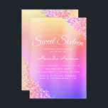 Rosa Lila Gnistra Glitter Sweet sixteen födelsedag Inbjudningar<br><div class="desc">Guld,  Rosa,  blått och Lila Regnbåge Pastel Ombre Faux Gnistra Metallic Foil Sweet 16 Födelsedagsfest inbjudan . Detta är den perfekt Sweet sixteen Birthday-inbjudan till en modern och Elegant Glitter Gnistra Girly-Födelsedagsfest. Kontakta designern om du vill matcha anpassade objekt.</div>