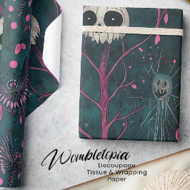 Rosa & Lila Gothic Halloween Döskallars & Flowers Presentpapper