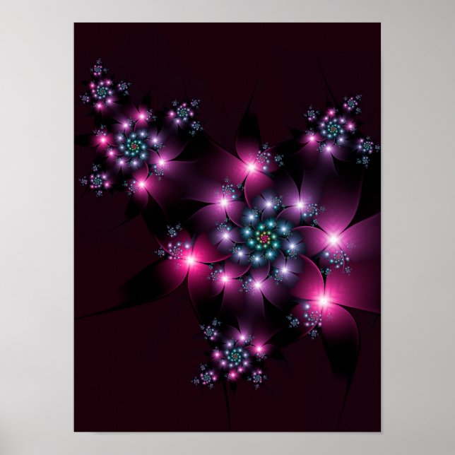 Rosa lila gotiska blommor poster (Framsidan)