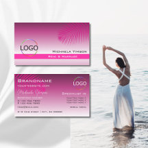 Rosa Lila Gradient Handflatan Löv med Logotyp Snyg