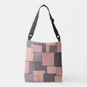 Rosa lila grått geometrisk mönster axelväska