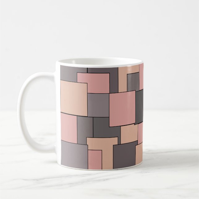 Rosa lila grått geometrisk mönster kaffemugg (Vänster)