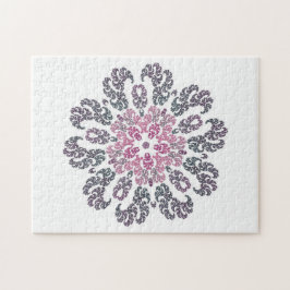 Rosa, Lila, Grått, vit fractal Art Kalejdoskop Pussel