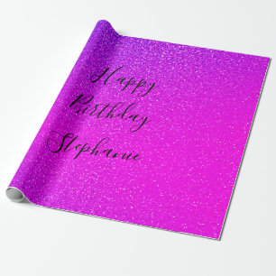 Rosa Lila Grattis på födelsedagen Glitter Anpass Presentpapper