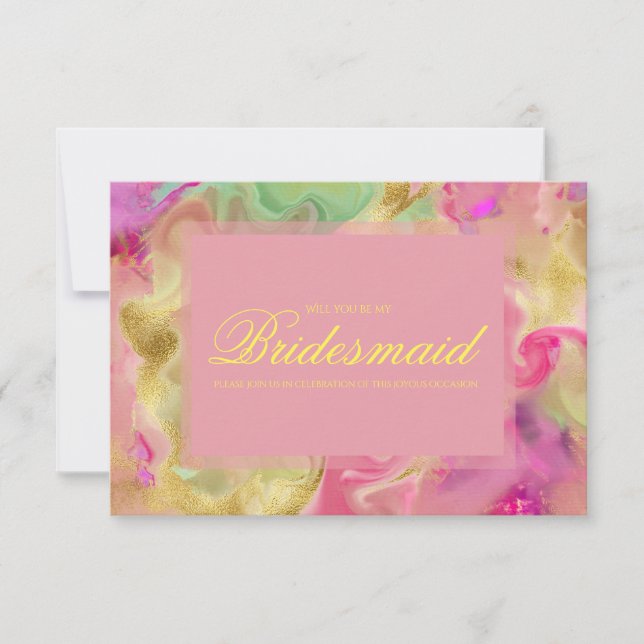 Rosa, lila, grön marmorerad bläck tack-kort tack kort (Framsida)