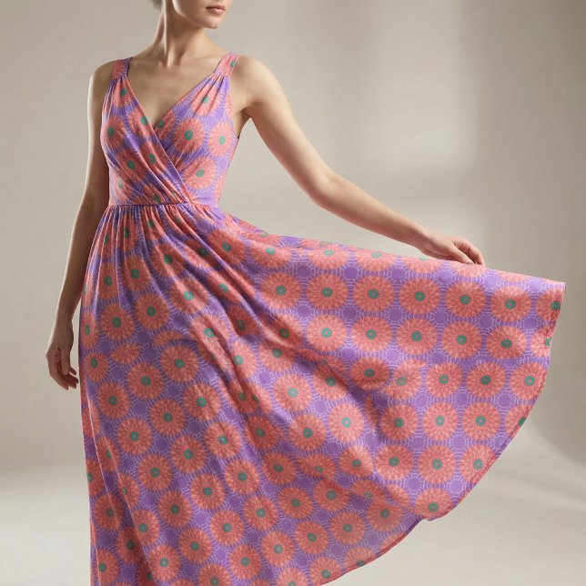 Rosa Lila Grönt Boho Chic Artsy Mandala Mönster Tyg (Skapare uppladdad)