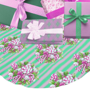 Rosa Lila Grönt Candy cane jul Julgransmatta Borstad Polyester