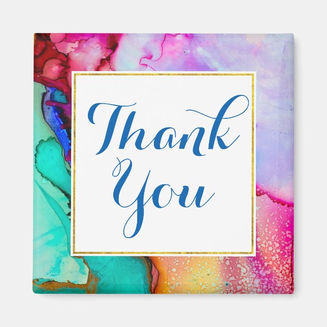 Rosa Lila Grönt Marble Abstrakt Vattenfärg Magnet (Framsidan)