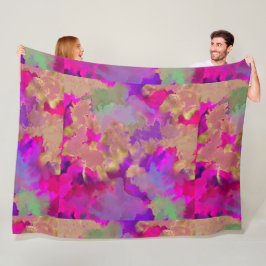 Rosa, lila, grönt marble bläck fleece filt