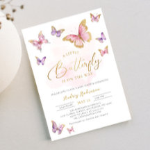 Rosa Lila Guld Little Butterfly Girl Baby Shower
