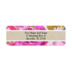 Rosa Lila Guld Moderna Trendiga Blommiga Chic Returadress Etikett