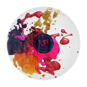 Rosa Lila Guld Splatter Monogram