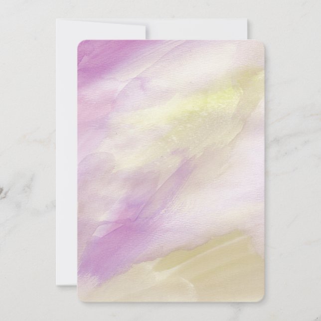 Rosa Lila Guld Watercolor Baby Shower Inbjudningar (Framsida)