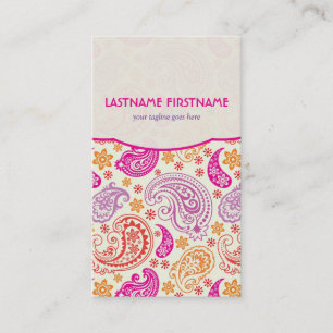 Rosa Lila & Gult Paisley Ham Mönster Design Visitkort