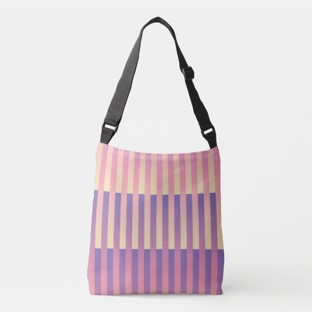 Rosa Lila Gult stripe Mönster Axelväska (Framsida)
