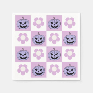 Rosa Lila Halloween Jack o lantern schackbräde Pappersservett