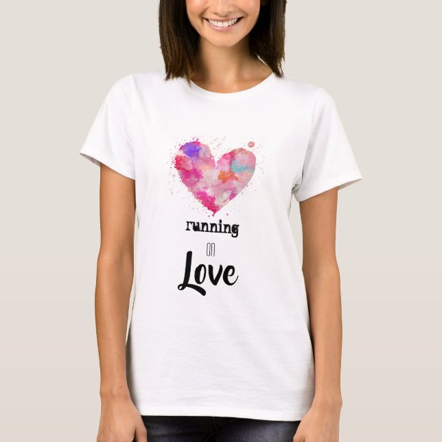 *~* Rosa Lila Heart Springer Watercolor T Shirt (Framsida)