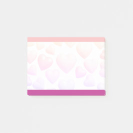 Rosa + lila hjärtan på personlig anpassad 3m post-it block