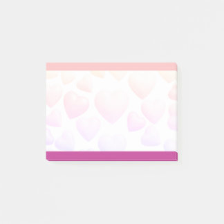 Rosa + lila hjärtan på personlig anpassad 3m post-it block
