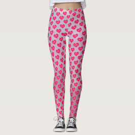Rosa lila hjärtmönster Alla hjärtans dag Leggings