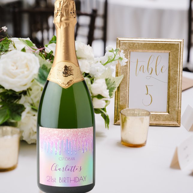 Rosa, lila holografisk glitter fyller år (Skapare uppladdad)