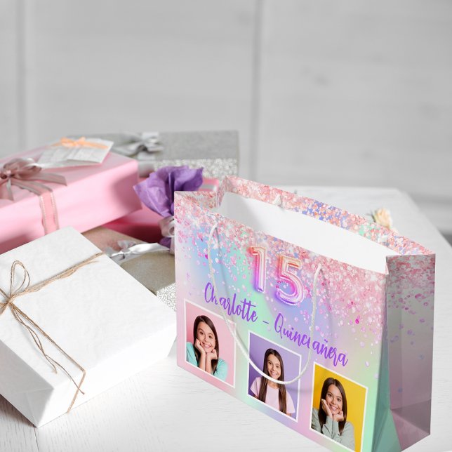 Rosa lila holografiskt foto Quinceanera (Skapare uppladdad)