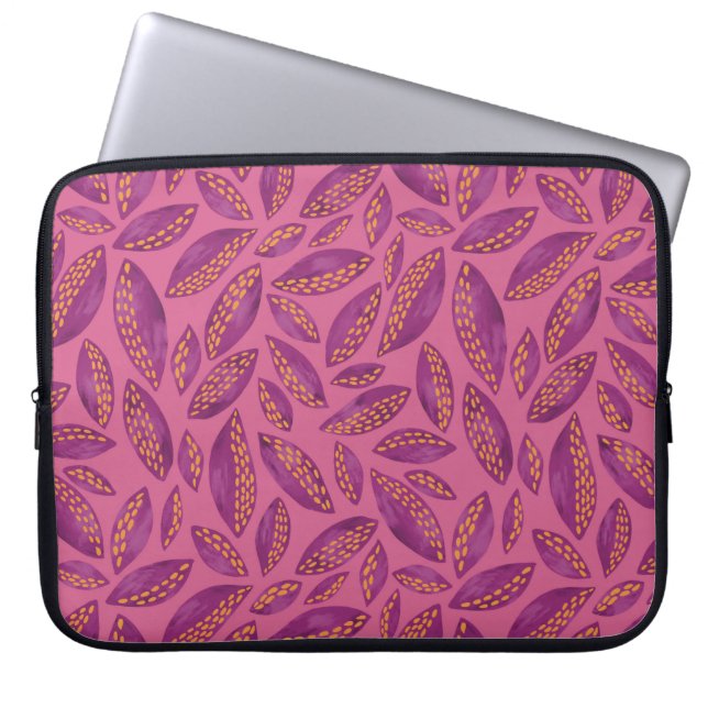 Rosa/Lila Höst löv Laptop sleeve (Framsidan)