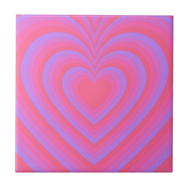 Rosa Lila Hypnotic Heart Kärlek Mönster Kakelplatta (Framsidan)
