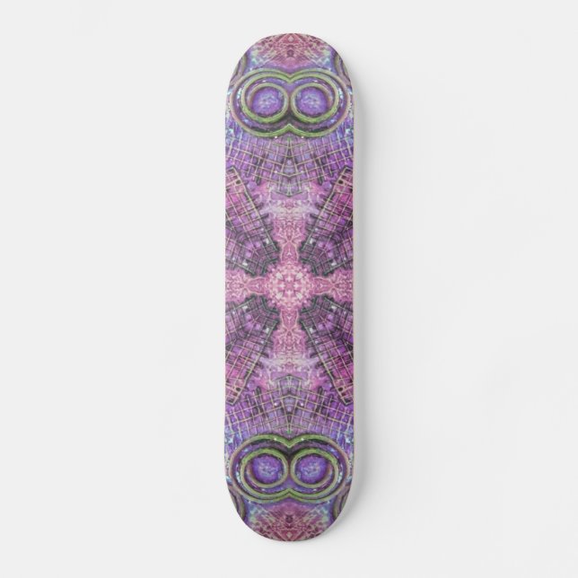 Rosa & lila juvelmönstrad skateboarddäck mini skateboard bräda 18,5 cm (Framsida)