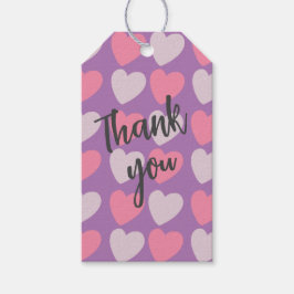 Rosa Lila Kärlek Hearts Presentetikett