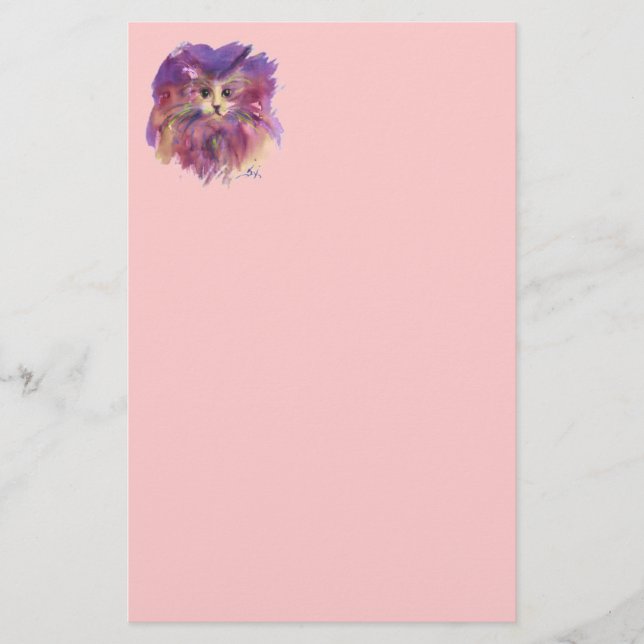 ROSA LILA KATTUNGE, KATTRITNING BREVPAPPER (Framsida)