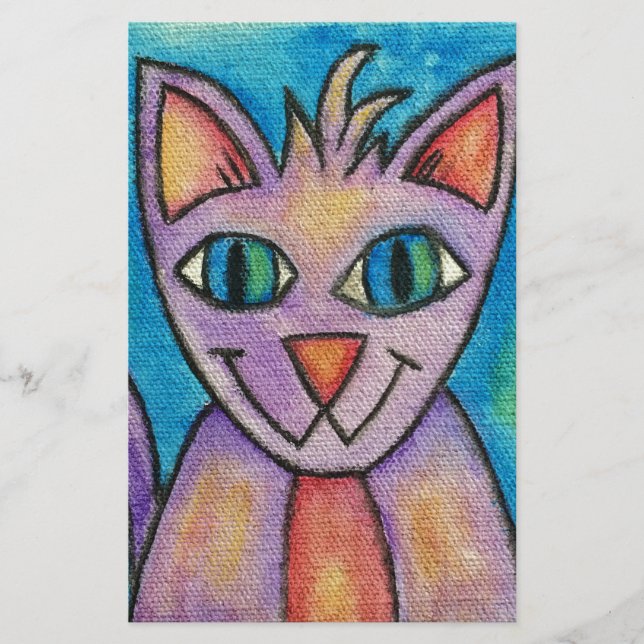 Rosa Lila Kitty Katt Brevpapper (Framsida)