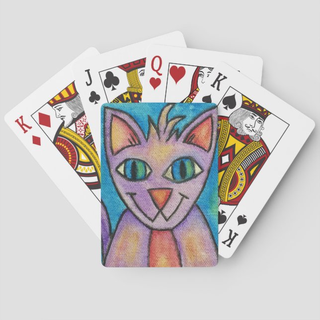 Rosa Lila Kitty Katt Casinokort (Baksidan)