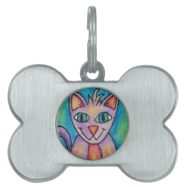 Rosa Lila Kitty Katt ID-bricka Husdjur (Framsidan)