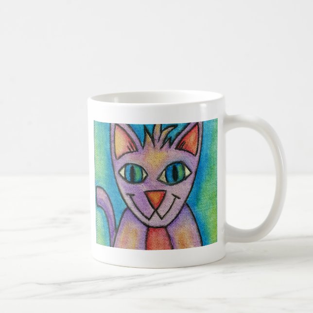 Rosa Lila Kitty Katt Kaffemugg (Höger)