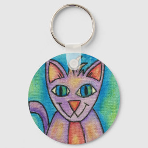 Rosa Lila Kitty Katt Nyckelring