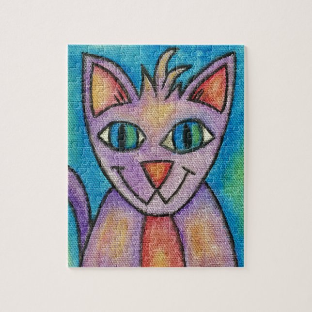 Rosa Lila Kitty Katt Pussel (Vertikal)