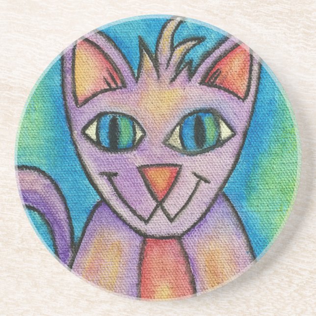 Rosa Lila Kitty Katt Underlägg Sandsten (Framsidan)