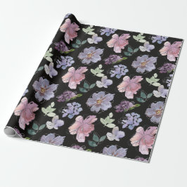 Rosa lila kronblad svart bakgrund presentpapper
