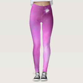 Rosa Lila Leggings - vit B&B-Logotyp