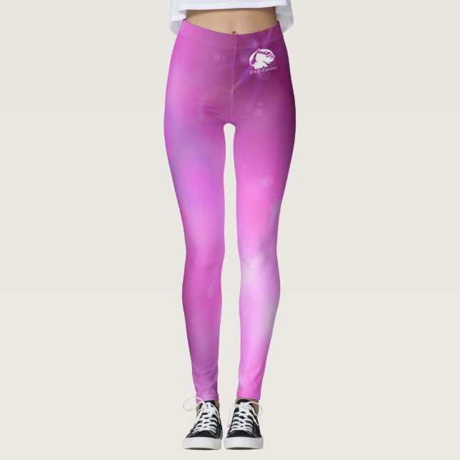 Rosa Lila Leggings - vit B&B-Logotyp (Framsida)