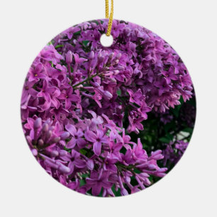 Rosa lila lilacs Bild på romantisk blommigt av r Julgransprydnad Keramik