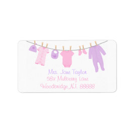 Rosa & Lila Little Clothes Baby Shower Labels Adressetikett