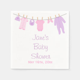 Rosa & Lila Little Clothes Baby Shower Napkins Pappersservett